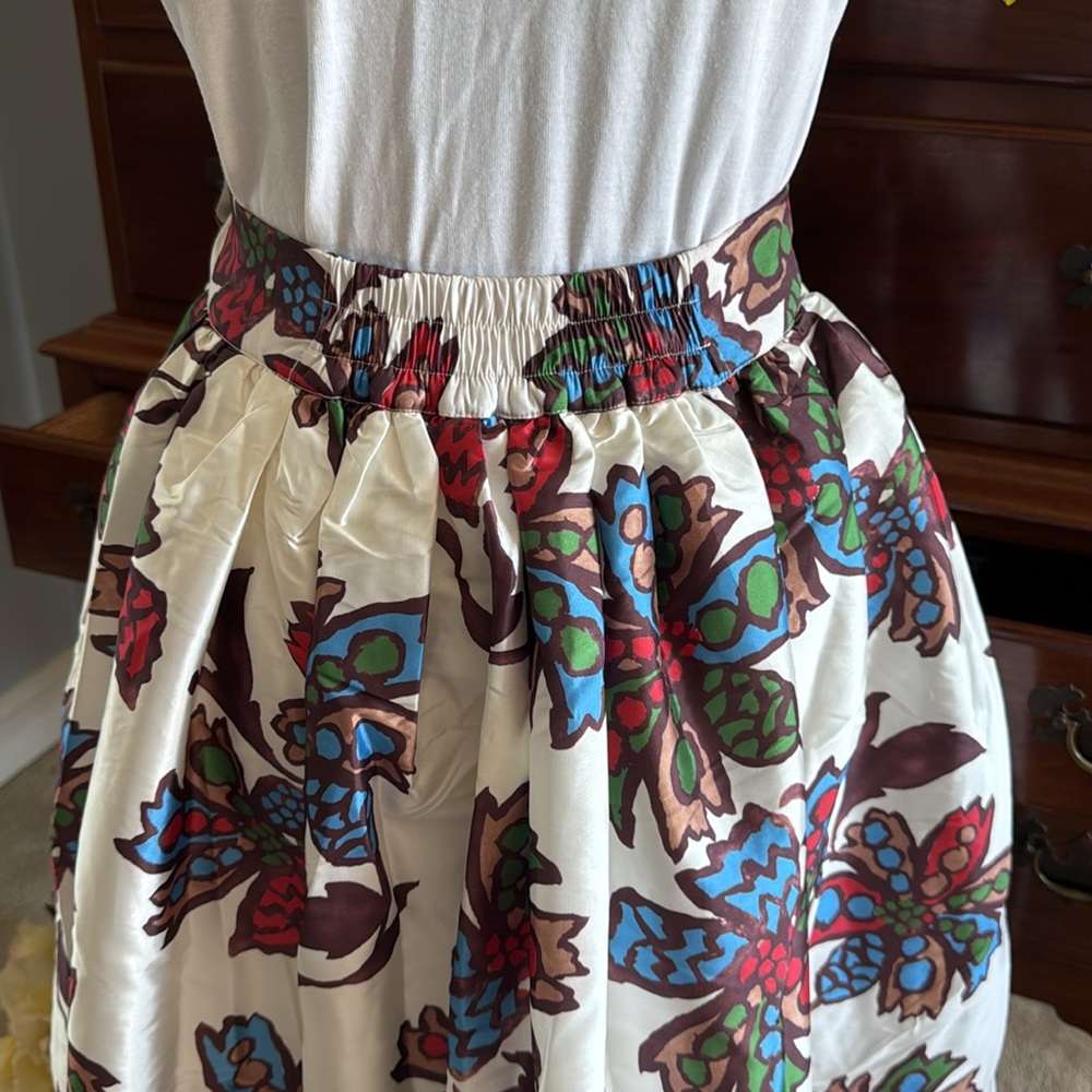 Frances Valentine Barbara Taffeta Skirt Autumn Leaves Size Medium - Picture 2 of 15